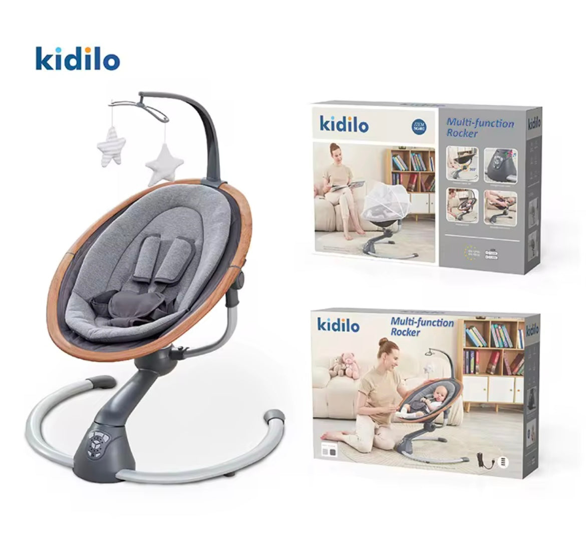 Baby electric rocking chair ,New baby sleeping device multifunctional soothing chair rocking chair can lie cradle bed