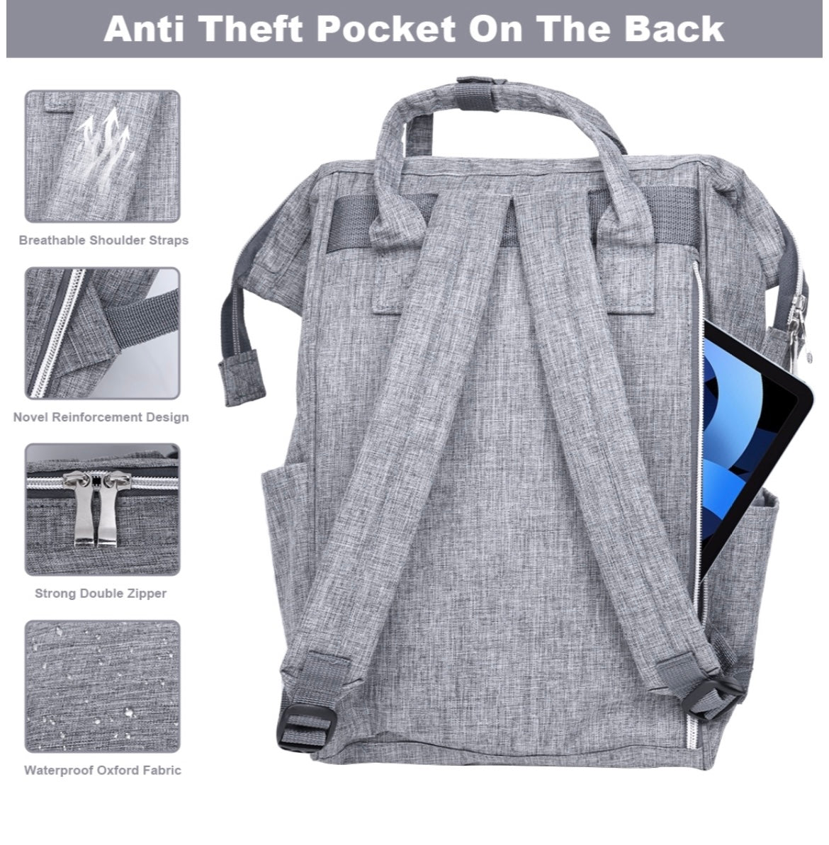 Baby Diaper Bag Backpack Set of 3 Large Space & Anti-Theft & Waterproof