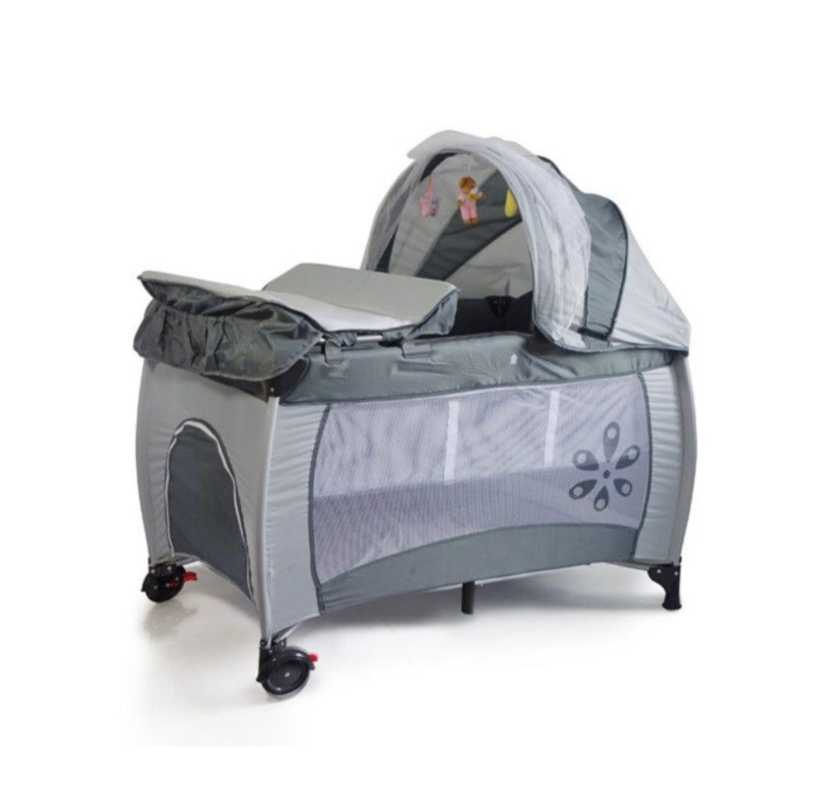 Baby Centre Travel Cot With Folding Mattress - Grey