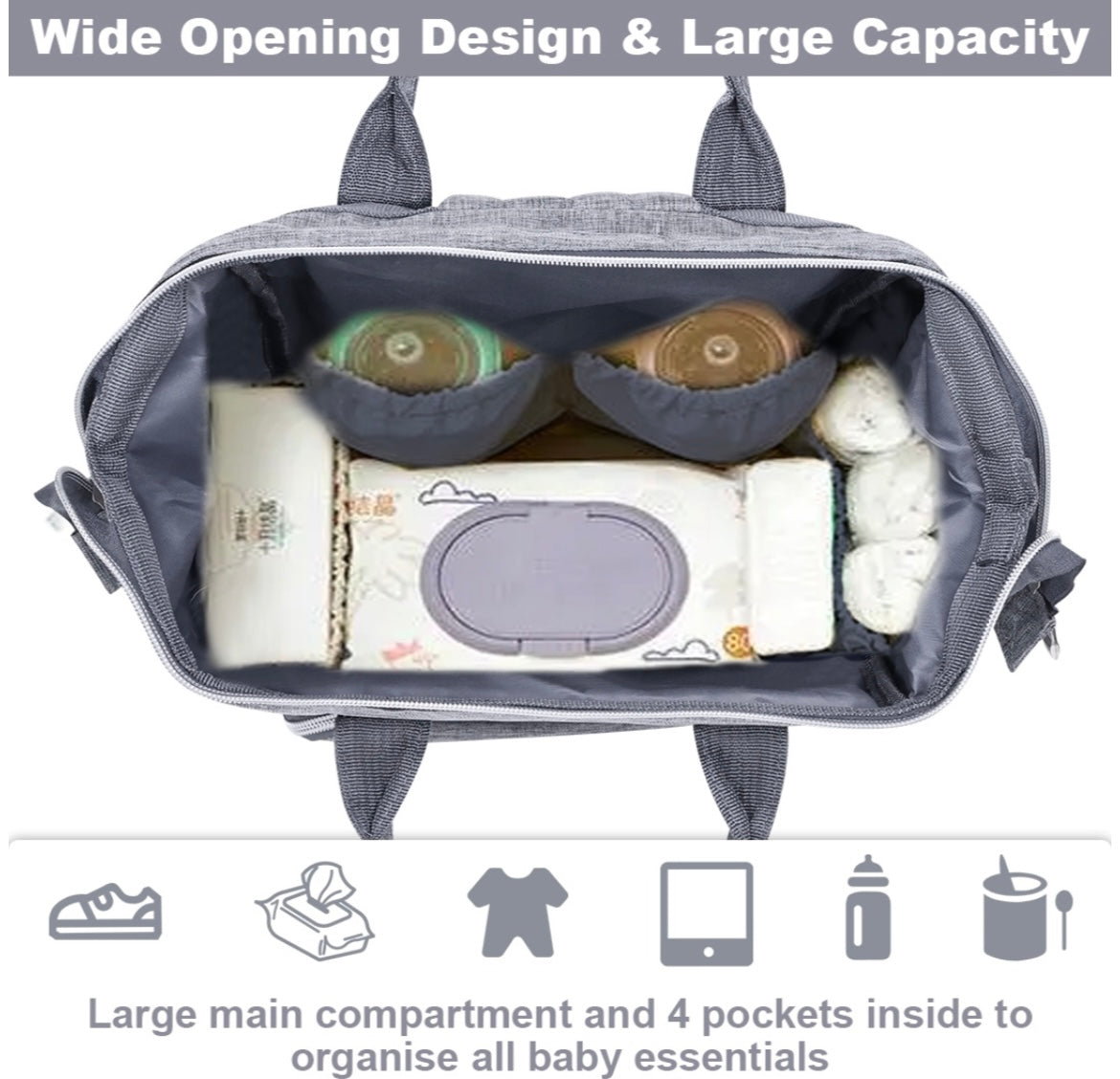 Baby Diaper Bag Backpack Set of 3 Large Space & Anti-Theft & Waterproof